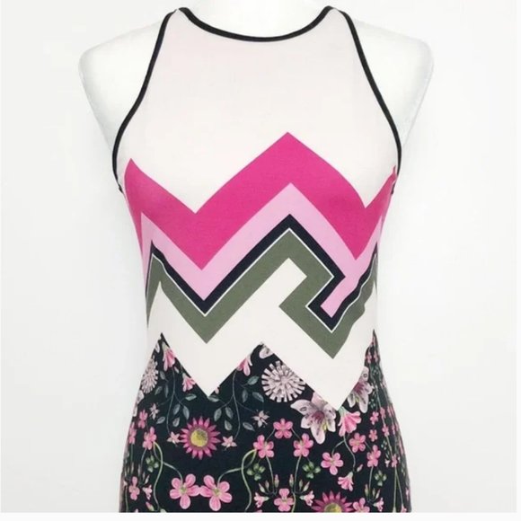 Ted Baker pink green black white Seenaa Floral Bodycon Dress size 2 - Picture 6 of 15